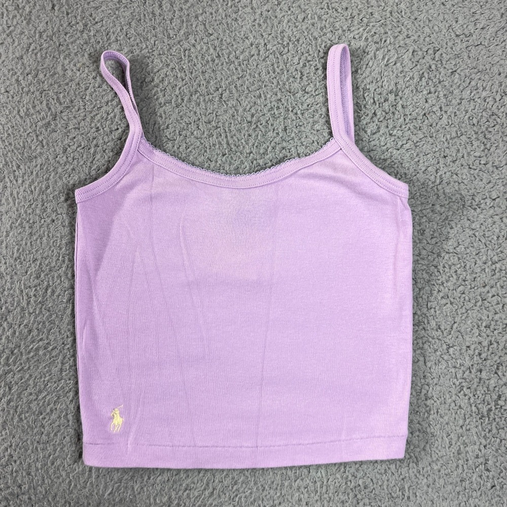 Ralph Lauren‎ Camisole Girls Medium Purple Cotton Ribbed Logo Tank Top VTG NWT